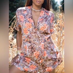 Floral Animal Print Jumpsuit